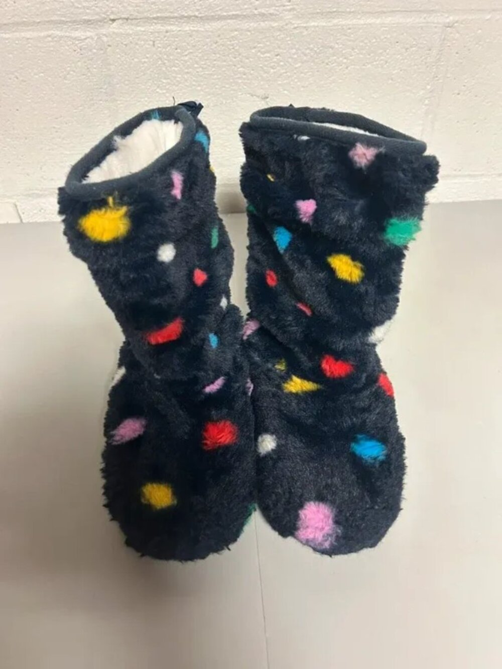 Joules blue multicolor spot slipper boots 5/6